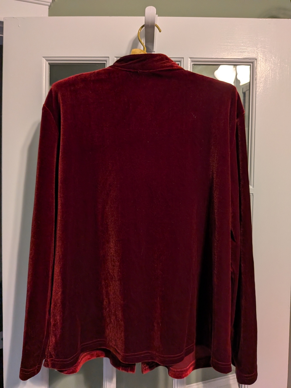 Clio Burgundy Velvet Mandarin Jacket Frog Closures Vintage Large K626465 - Picture 2 of 3